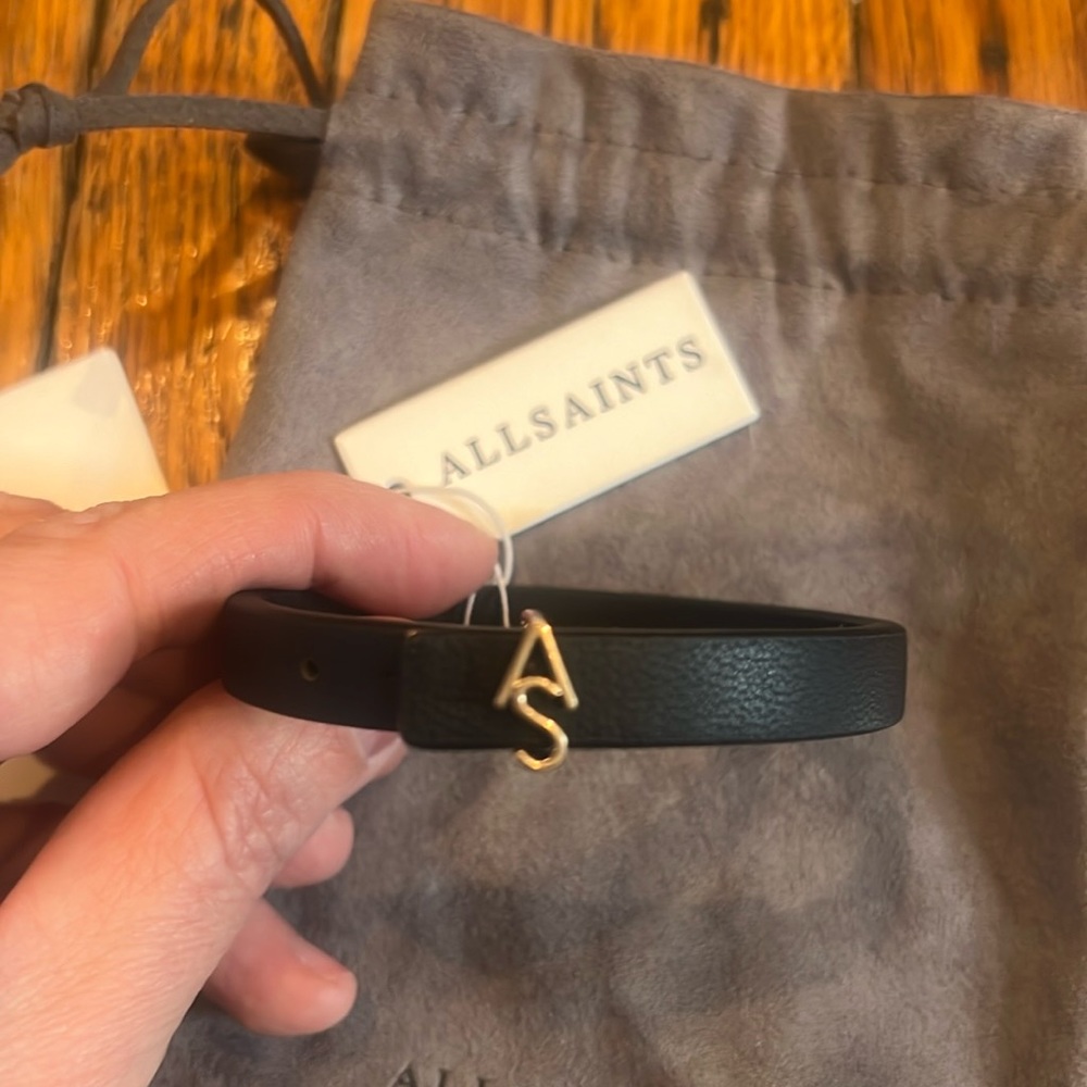 NWT Allsaints Black Leather Bracelet